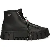 Tommy Hilfiger Plateausneaker TOMMY JEANS "TJW PLATFORM SNEAKER LEATHER MC", Damen, Gr. 38, Textil, schwarz, Leder, Schuhe Plateausneaker, Schnürboots mit trendigem Charm