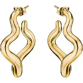 Thomas Sabo Paar Creolen "Wellige Creolen gelbgoldfarben", gold (gelbgoldfarben), Ohrringe, Damen, Metall, Paar Creolen