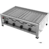 ChattenGlut Professional Gastrobräter 4-flammig Tischgerät 14,7kW und Einzelne Edelstahlstäbe als Rost