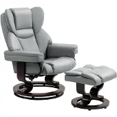 HOMCOM Relaxsessel mit Fußhocker PU-Leder 80L x 79B x 100H cm Hellgrau