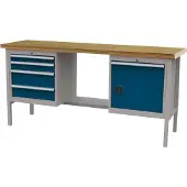 Simplaflex Forum Kastenwerkbank B2000mm 5Schubl.1Tür RAL7035/5010, 4317784947299