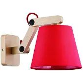 Licht-Erlebnisse Spot Holz Stoff verstellbar Natur Rot E27 Skandinavisch Lampe
