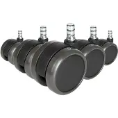 Hjh OFFICE 5x ROLO No-Noise 11mm/65mm Hartböden - Stuhlrollen Schwarz