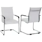 Mendler 2er-Set Besucherstuhl MCW-Q85, Konferenzstuhl Freischwinger, Metall Kunstleder 280 g/m² weiß