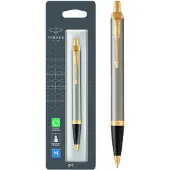 Parker Im Brushed Metal Blue Retractable Push Button Tip Medium Stift