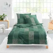 TRAUMSCHLAF Biber Bettwäsche Skadi grün 200x200 cm + 2x 80x80 cm