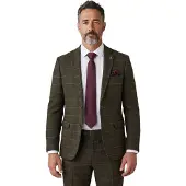 Paul Andrew Grüner Tweed-Blazer für Herren mit Fischgrätmuster und Karomuster - Harris