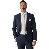 Paul Andrew Herren-Blazer aus marineblauem Tweed mit Fischgrätmuster und Karomuster - Harris