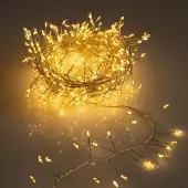 Spetebo Silver Wire CLUSTER Lights warm weiß - 480 LED / 4,8 m - Micro Draht Büschel Lichterkette für Außen