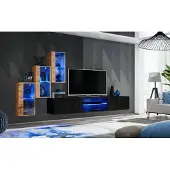 AEA Wohnzimmermöbel Wohnwand 210 cm 3x Wandschrank Einrichtung Luxus Wand Regale