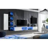 AEA Wohnzimmer Komplett Set 8tlg Luxus Wohnwand 6x Wandschrank TV-Ständer Möbel