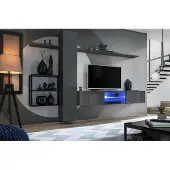 AEA Wohnzimmermöbel Wohnwand 270 cm Wandschrank Einrichtung Grau Luxus Wand Regale