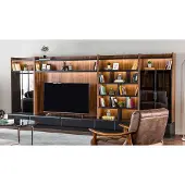 AEA Wohnwand tv Möbel Schrankwände Wohnzimmer Vitrine Modern Holz Braun
