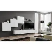 AEA Weiß Wohnwand tv Ständer Sideboard Komplett Modern Wohnzimmer Regale Holz