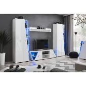 AEA Garnitur Wohnwand Luxus Weiß Wohnzimmer TV-Ständer Vitrine Modern Möbel