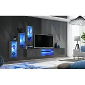AEA Garnitur Set 4tlg Wohnwand Luxus Designer Sideboard TV-Ständer Holzmöbel