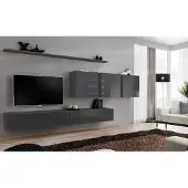 AEA Modern Grau Wohnwand Designer TV-Ständer Sideboard Holzmöbel Schrank Wandschrank