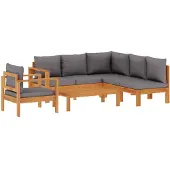 vidaXL 5-tlg. Garten-Sofagarnitur mit Kissen Massivholz Akazie