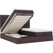 vidaXL Ottoman-Bett mit Matratzen & LEDs Dunkelbraun 200x200 cm Stoff