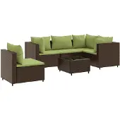 vidaXL 6-tlg. Garten-Lounge-Set mit Kissen Braun Poly Rattan
