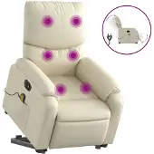vidaXL Massagesessel mit Aufstehhilfe Elektrisch Creme Kunstleder