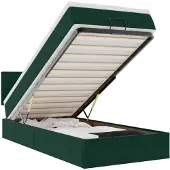 vidaXL Ottomane Bett mit Matratze & LEDs Dunkelgrün 80x200 cm Samt