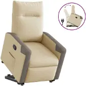 vidaXL Relaxsessel mit Aufstehhilfe Creme Stoff