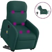 vidaXL Elektrischer Massagesessel mit Aufstehhilfe Dunkelgrün Stoff