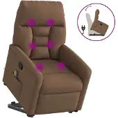 vidaXL Massagesessel mit Aufstehhilfe Braun Stoff