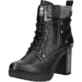 Mustang Damen Stiefelette mit Blockabsatz und Zierreißverschluss 15M0142001, Größe:39 EU, Farbe:Schwarz