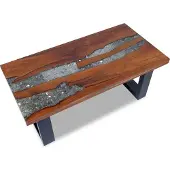 vidaXL Couchtisch Teak Harz 100x50 cm