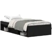 vidaXL Bettgestell ohne Matratze Schwarz Eichen-Optik 100x200 cm