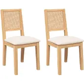vidaXL Esszimmerstühle mit Kissen 2 Stk. Massivholz Gummibaum