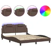 vidaXL Bettgestell "Viana" mit LED ohne Matratze Braun 160x200 cm