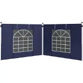 Outsunny 2 Seitenteile Seitenwände für 3x3/3x6m Pavillon mit Fenster, Tür, Blau