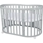 Waldin Kinder-Wachstumsbett 9 in 1 oval grau + Set