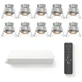 LEDVION 10er set LED Einbaustrahler ø35mm IP65 3W Gebürstetes Nickel 2700K