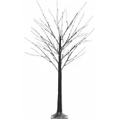 HOMCOM 150 cm Kunstbaum, Birkenbaum mit 96 LED, Kunstschnee für Party, Braun