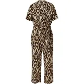 Comma Overall Kurzärmeliger Jumpsuit aus Leinenmix mit All-over-Print