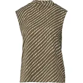 Comma Blusentop , Damen, Gr. 42, braun (schwarz khaki), Web, Obermaterial: 100% Polyester, gemustert, normal hüftbedeckend, Rundhals, Blusen Blusentop, mit Allover-Print