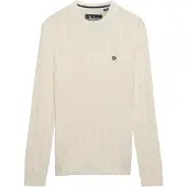 Superdry für Herren. M6110707E Baumwollpullover mit Zopfmuster beige (L), Lässig, Stoff
