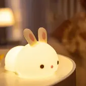 360Home Kaninchen wiederaufladbare Silikonlampe für das Bett Nachtlicht Kinderlampe Hase Lampe