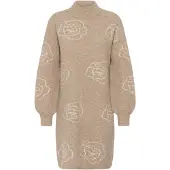 Kaffe Midikleid "Damen Kleid KAwilma", Damen, Gr. S, N-Gr, grau (taupe gray mel, weiß flowers), Obermaterial: 46% Polyacryl PAN. 45% Nylon NY. 5% Wolle mw. 4% Elasthan EL., Kleider Midikleid