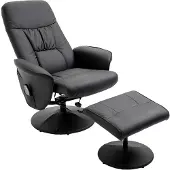HOMCOM Relaxsessel mit Liegefunktion Massagesessel mit Fußhocker Schwarz