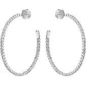 BOSS Paar Creolen "KASSY DIVINE", silber (edelstahlfarben, kristallweiß, kristallweiß), Ohrringe, Damen, 50mm, Edelstahl, Paar Creolen, mit Glasstein
