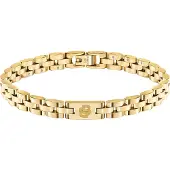 BOSS Gliederarmband "ARCHER", gold (gelbgoldfarben, schwarz), Armbänder, Herren, 21cm, Edelstahl, Gliederarmband, Emaille