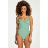 Hunkemoller Badeanzug mit hohem Beinausschnitt Sienna Grün
