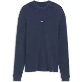 HUGO T-Shirt aus Baumwolle mit Waffelstruktur und Logo-Badge Grösse XS