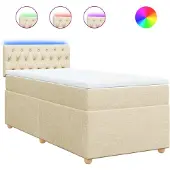 vidaXL Boxspringbett mit Matratze Creme 80x200 cm Stoff
