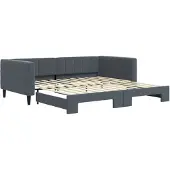 vidaXL Tagesbett Ausziehbar Dunkelgrau 100x200 cm Samt